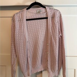 ICHI Soft Pink Open Knit Cardigan